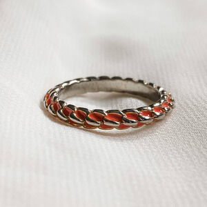 VTG Silver Coral Twisted Rope Band Ring